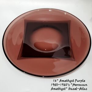 MCM 12" Purple Moroccan Amethyst Colony Round Glass Serving Plate by Hazel-Atlas